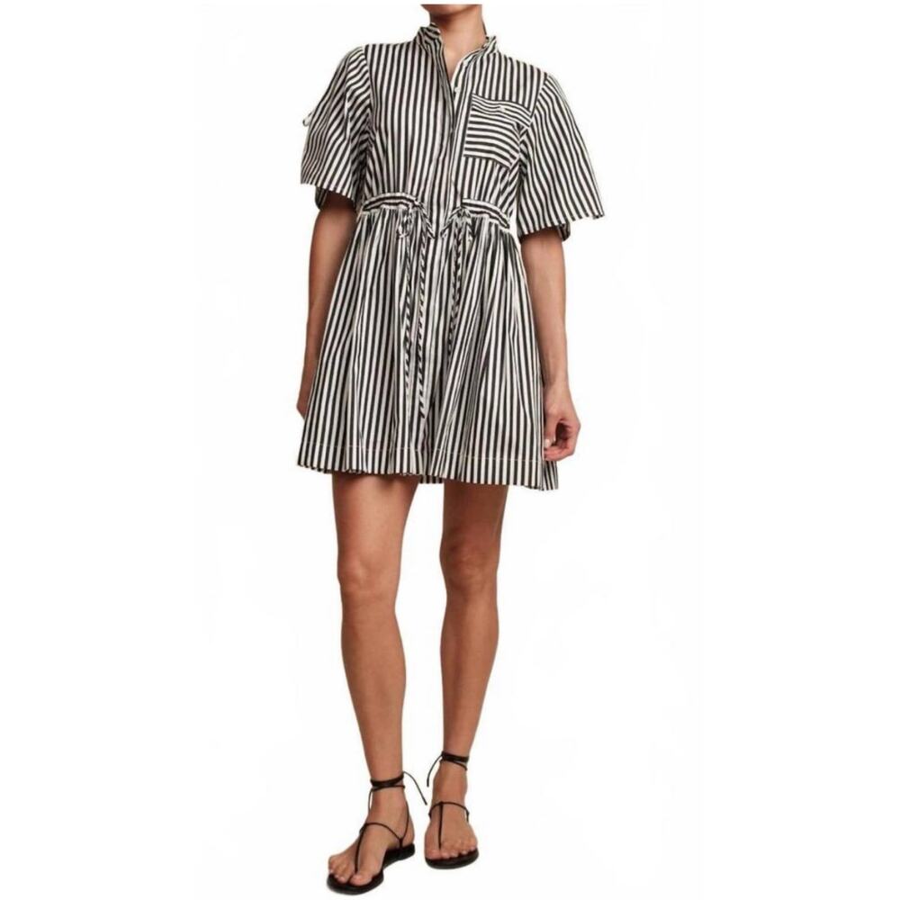 NWT Hevron Febe Dress in Black & White Stripe Size Medium